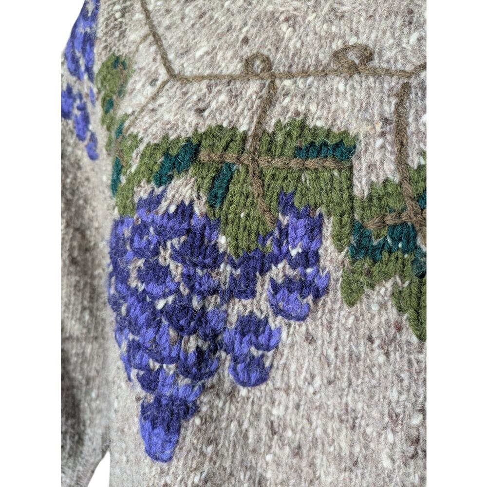 Vintage Ann Taylor Hand Knit Grape Grapevines Pullover Sweater Size Large Wool - Picture 6 of 12